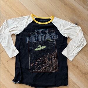 Rowdy Sprout Foo Fighters Raglan Tee - Black, Cream & Yellow